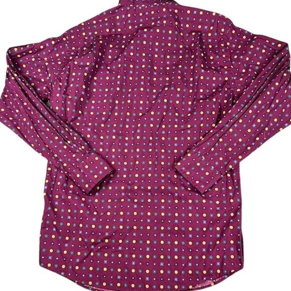 Cremieux Classics Men's Shirt M Burgundy Geometric Print Long Sleeve Button - Picture 2 of 10
